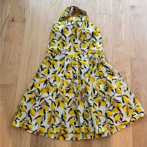 Crewcuts cotton Lemon Print Halter Kids Dress